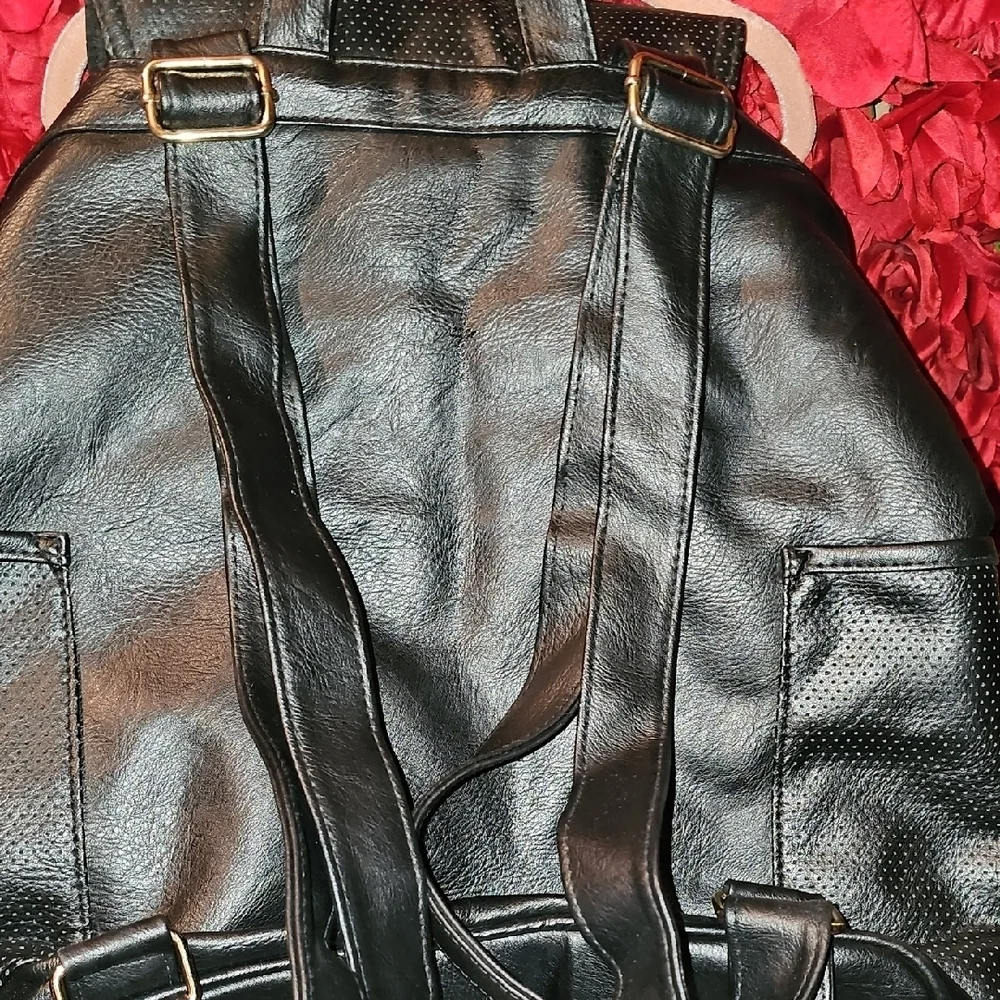 Rampage Women's Black Leather Look Backpack (Same Snap On Closure-Needs Fixing)